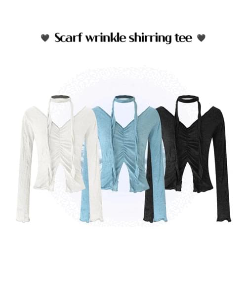Newra Scarf Pleated Shirring Tee