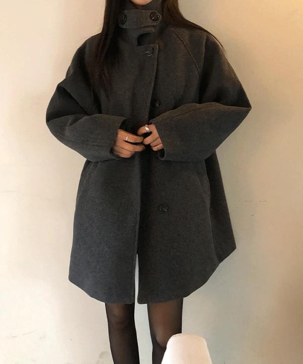 Entity Loose-fit high neck wool quilted single half coat -2 colors