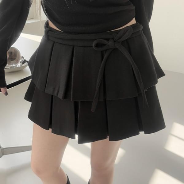 Rustle Ribbon Pleated Skirt