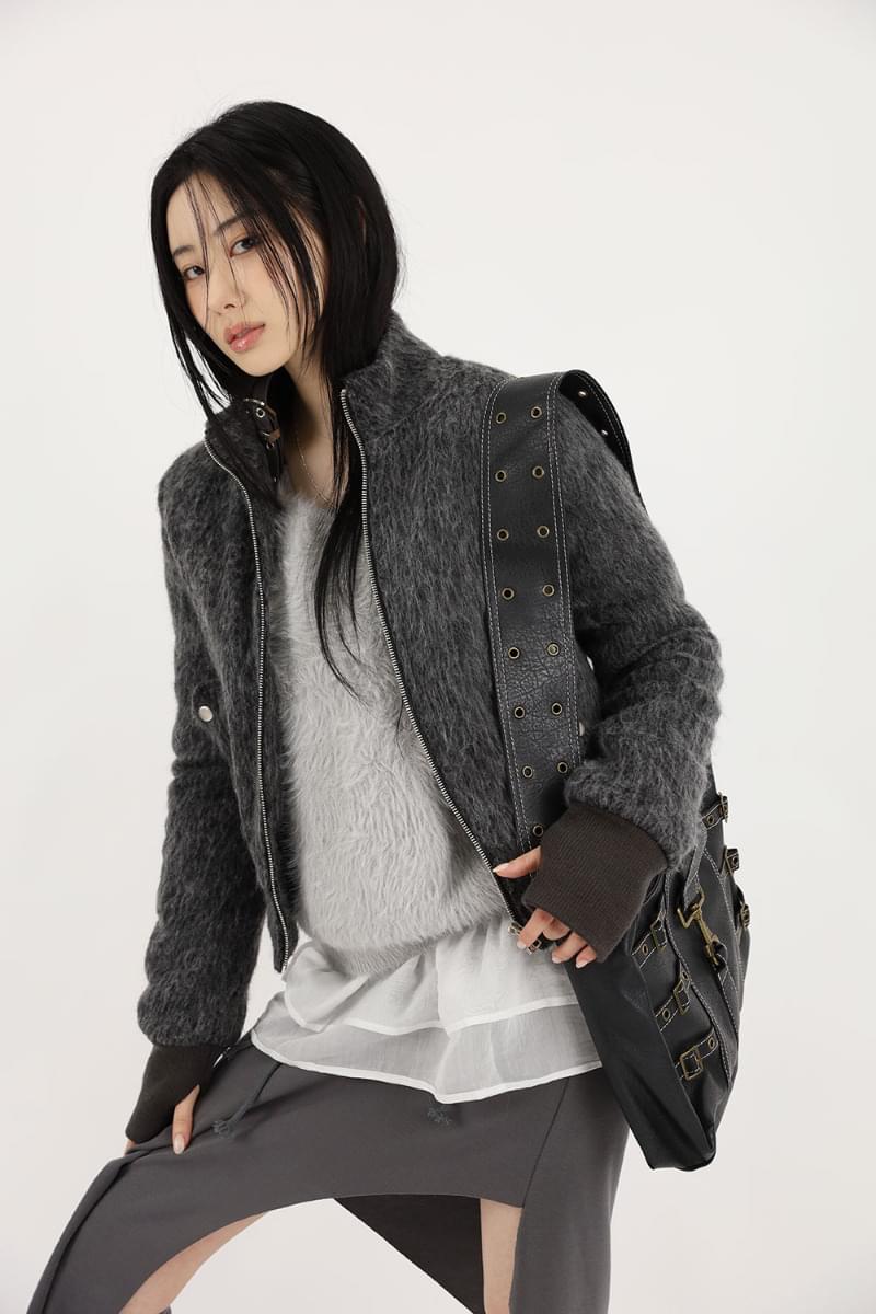 Mohair quilted crop Jacket