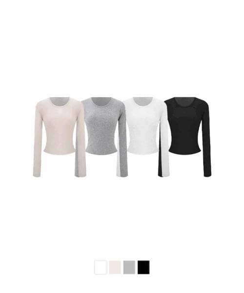 Back Round Neck Crop Long Sleeve Tee