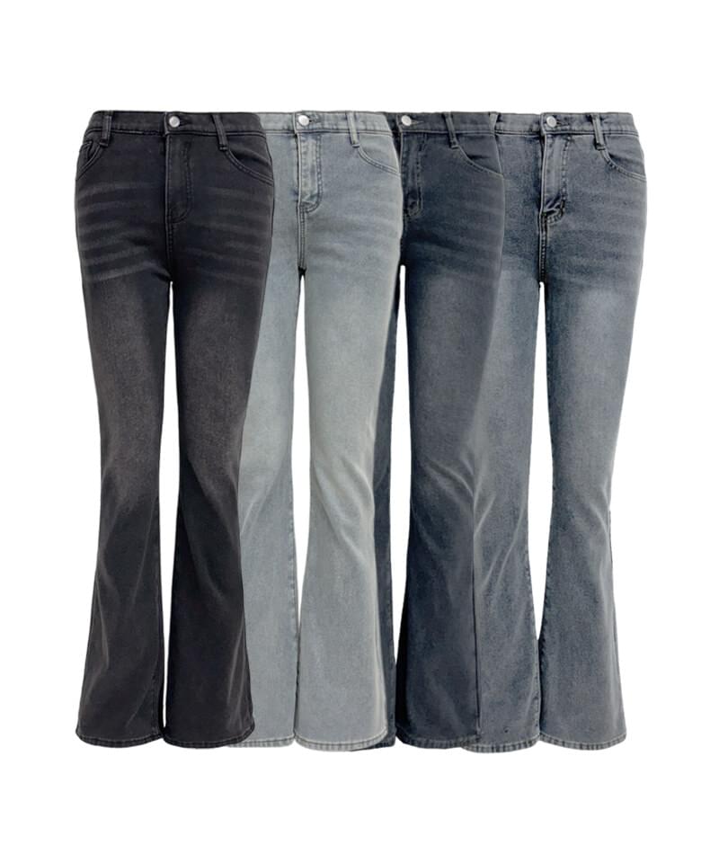 Terry Spandex Faded Flared denim pants