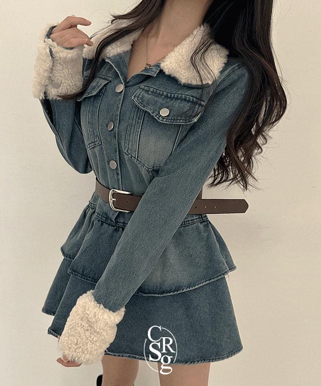 Poggle Denim Cancan Mini Dress