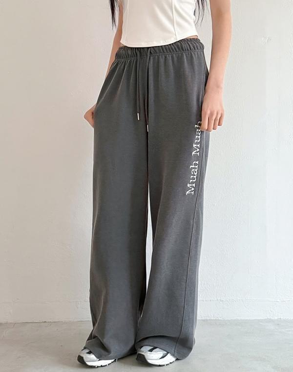 Logo Pigment Wide Banding Pants