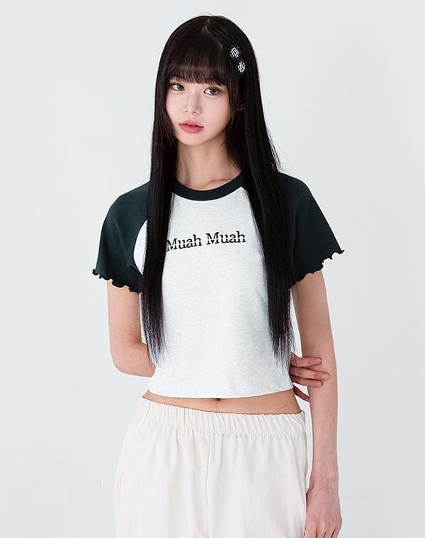 Stitch Raglan Frill Short Sleeve T-shirt