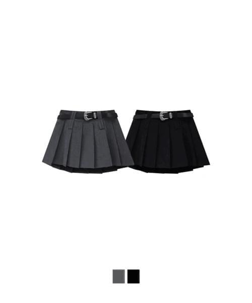 Duram Belt Pleated Mini Skirt (Ships Today)