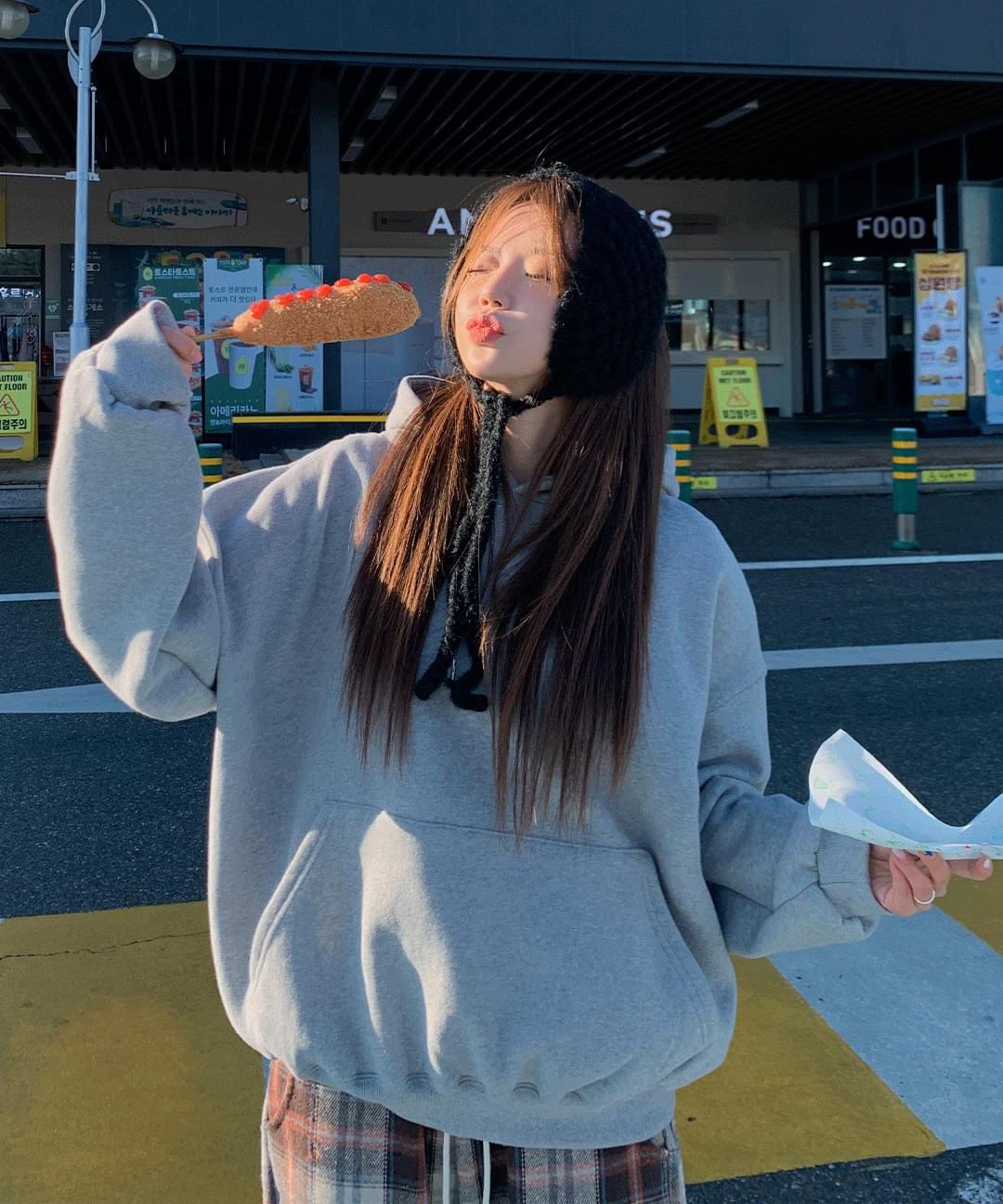 Part Woolen Boxy Overfit Hoodie