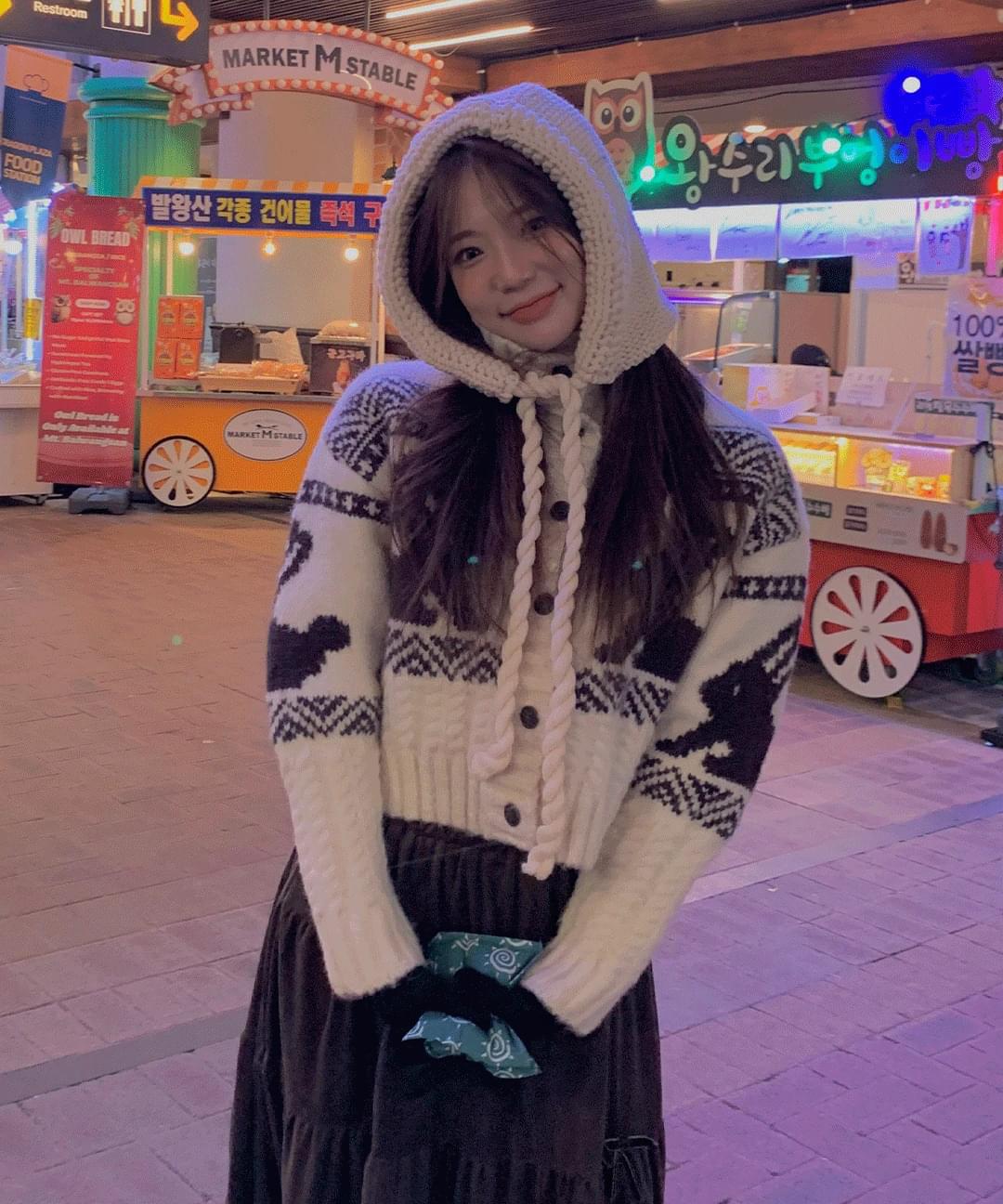 Burn Rabbit High Neck Knitwear Crop Short Cardigan