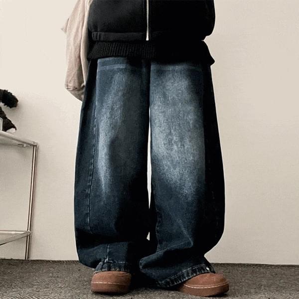Nadside Pintuck Snap Wide Denim Pants