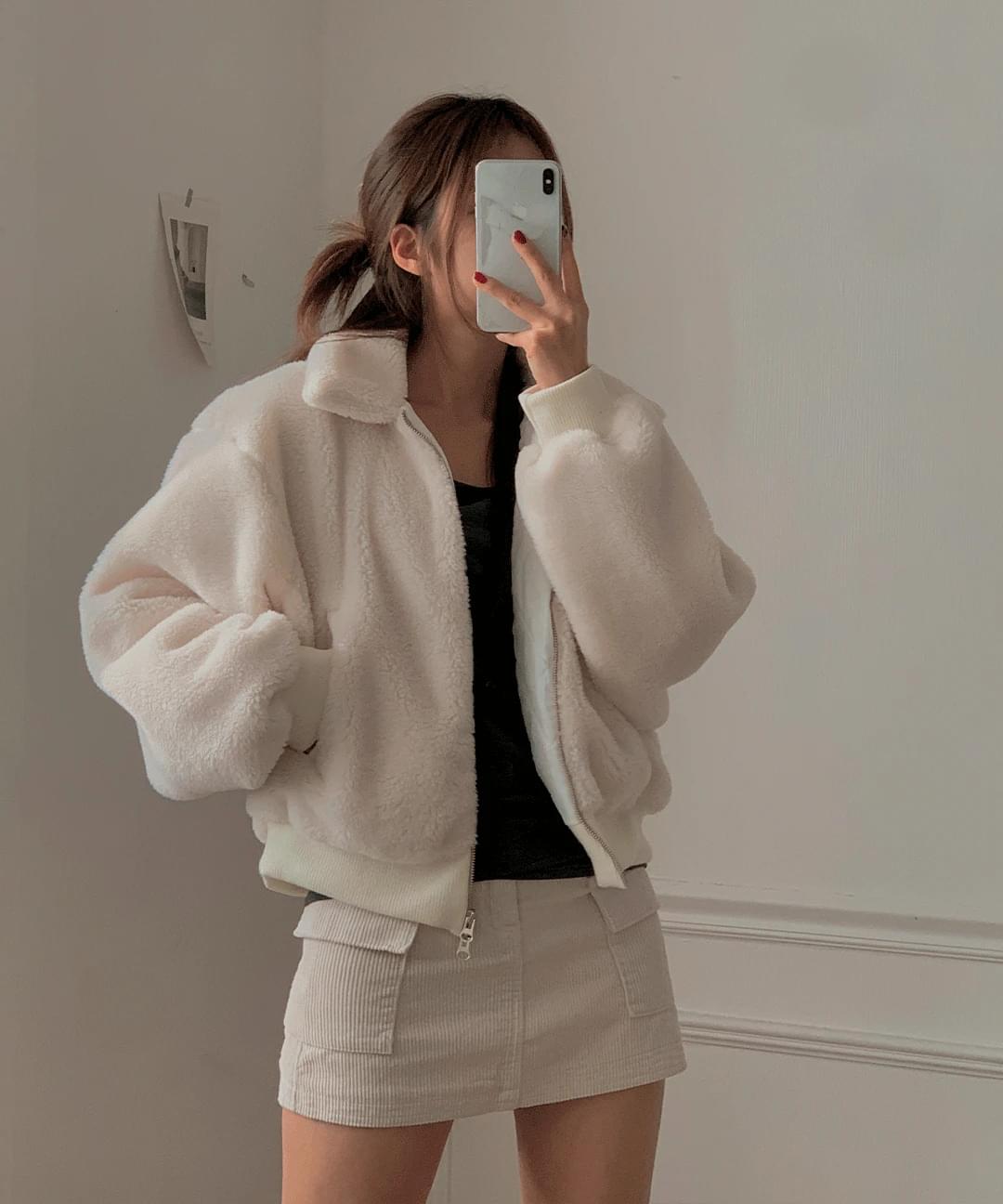 Mama Wool Poggle Quilted Collar Zip-up