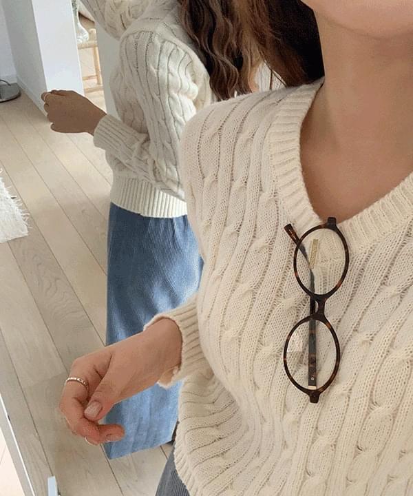 Linea V-Neck Twisted Knitwear -5color