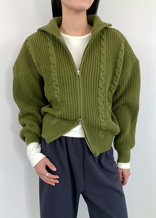 Cardiff Cable Zip-Up Cardigan