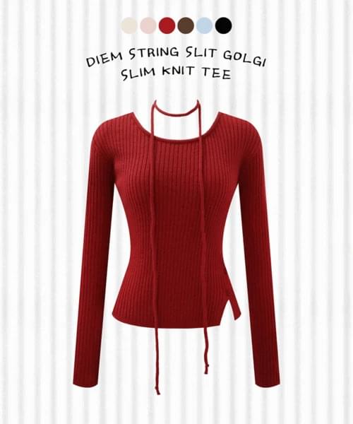 DM String Team Ribbed Slim Knitwear Tee