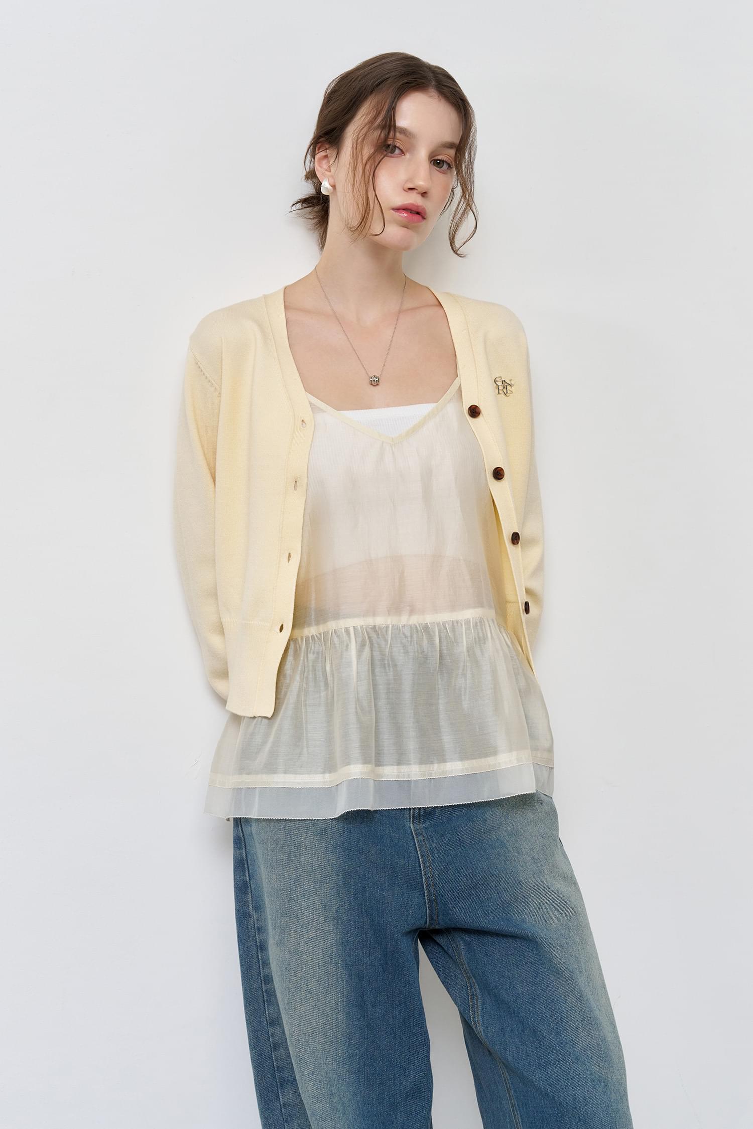 WOMAN Sheer Layered Shirring Blouse