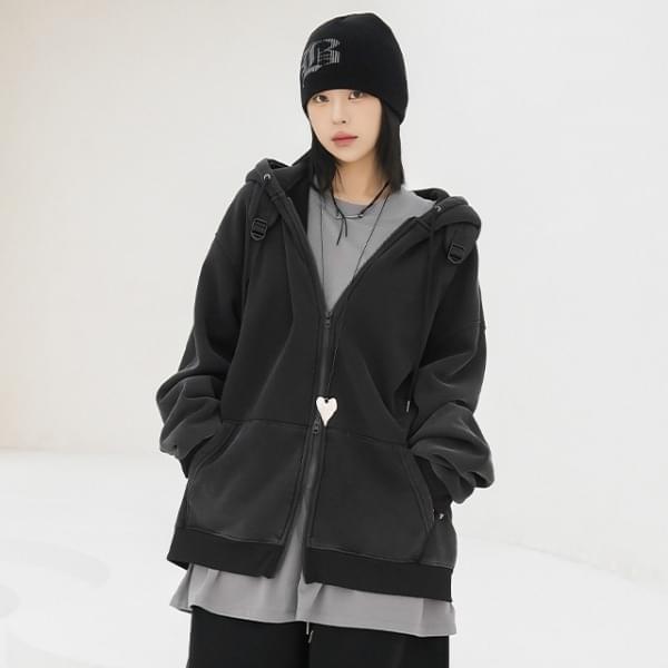 Mayton Two Way Pigment Hooded Zip-Up