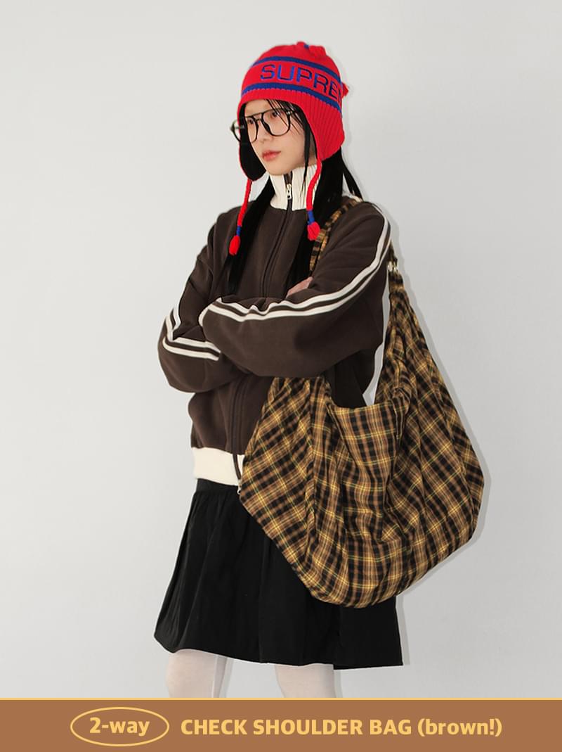 CHECK SHOULDER BAG (brown)