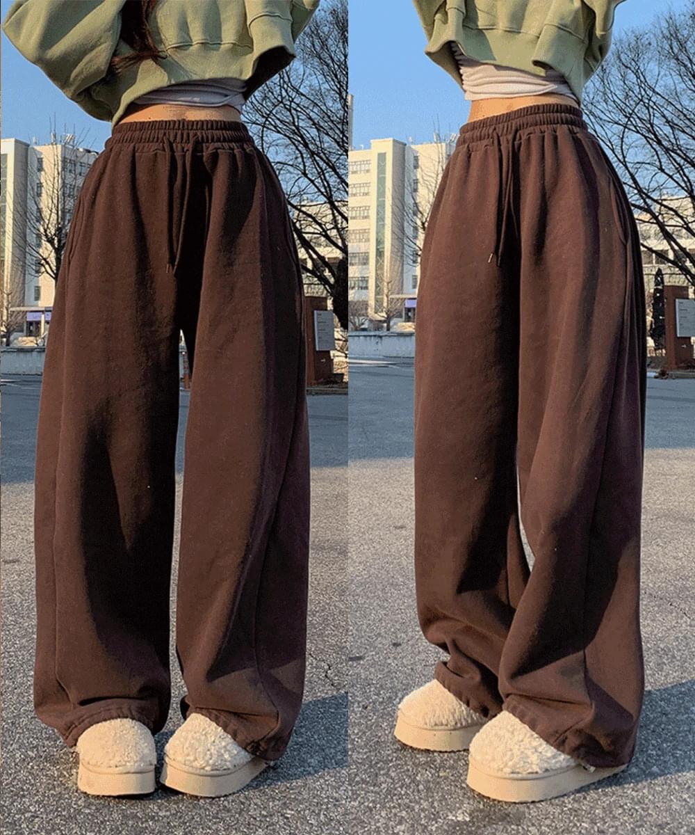 2WAY Everyday wear Fleece-lined side pin tuck training wide pants long tracksuit pants two-way tracksuit winter fleece training pants 7COL