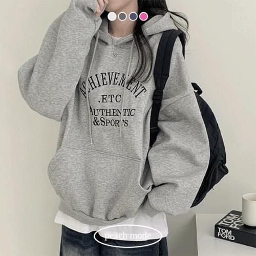 Keiro embroidery lettering daily overfit long sleeve hoodie