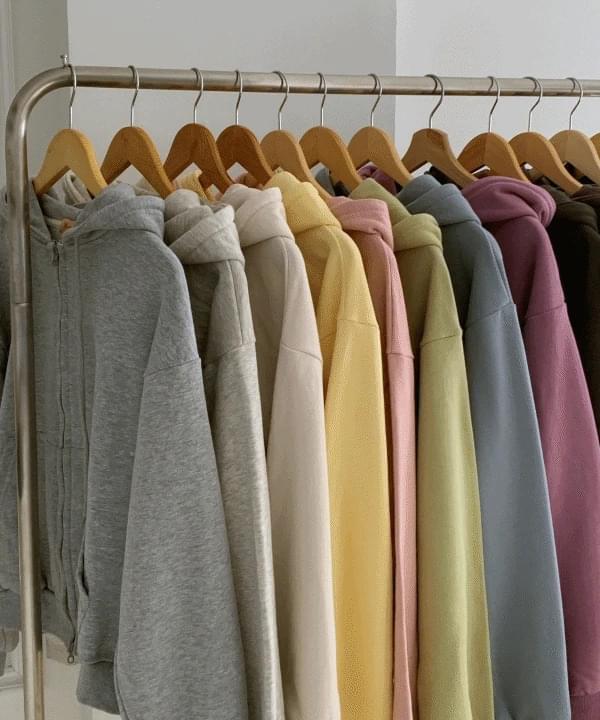 Venice Overfit Basic Two Way Cotton Spring Hooded Zip-up 11 Colors Spring Cold