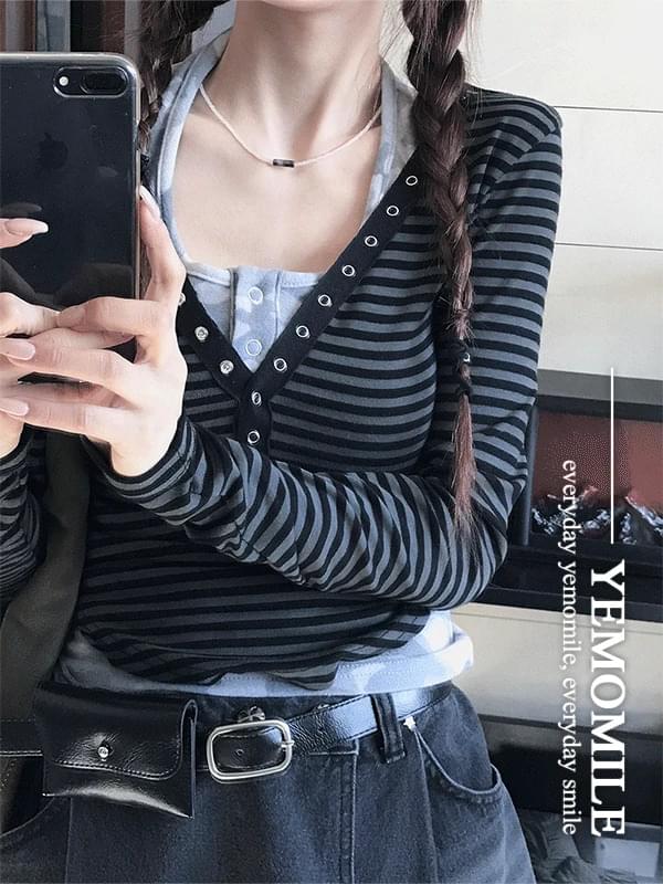 Carat Snap Striped Slim T-Shirt