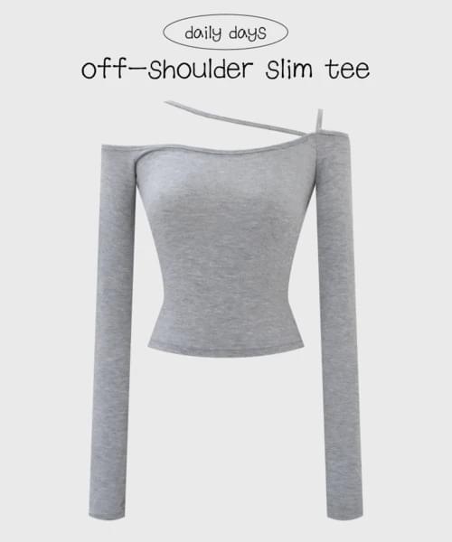 Ahjje string off-shoulder slim long sleeve tee