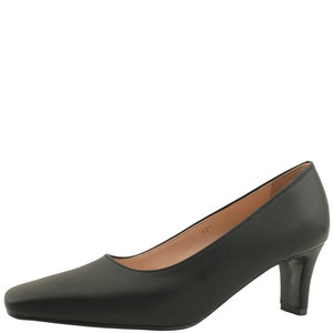 Domestically produced slim square toe mid heel 6cm shoes black