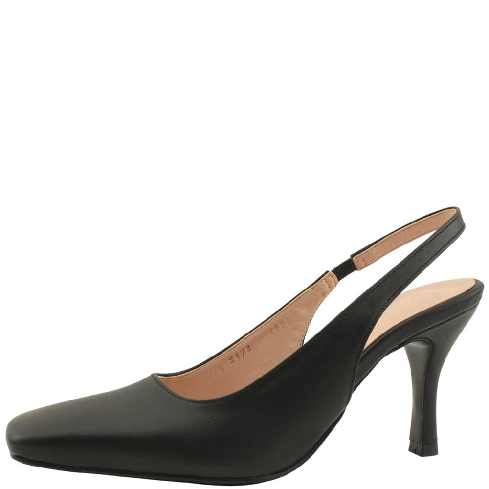 Domestically produced slim slingback square toe high heel 8cm black