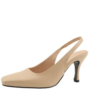 Domestically produced slim slingback square toe high heel 8cm beige