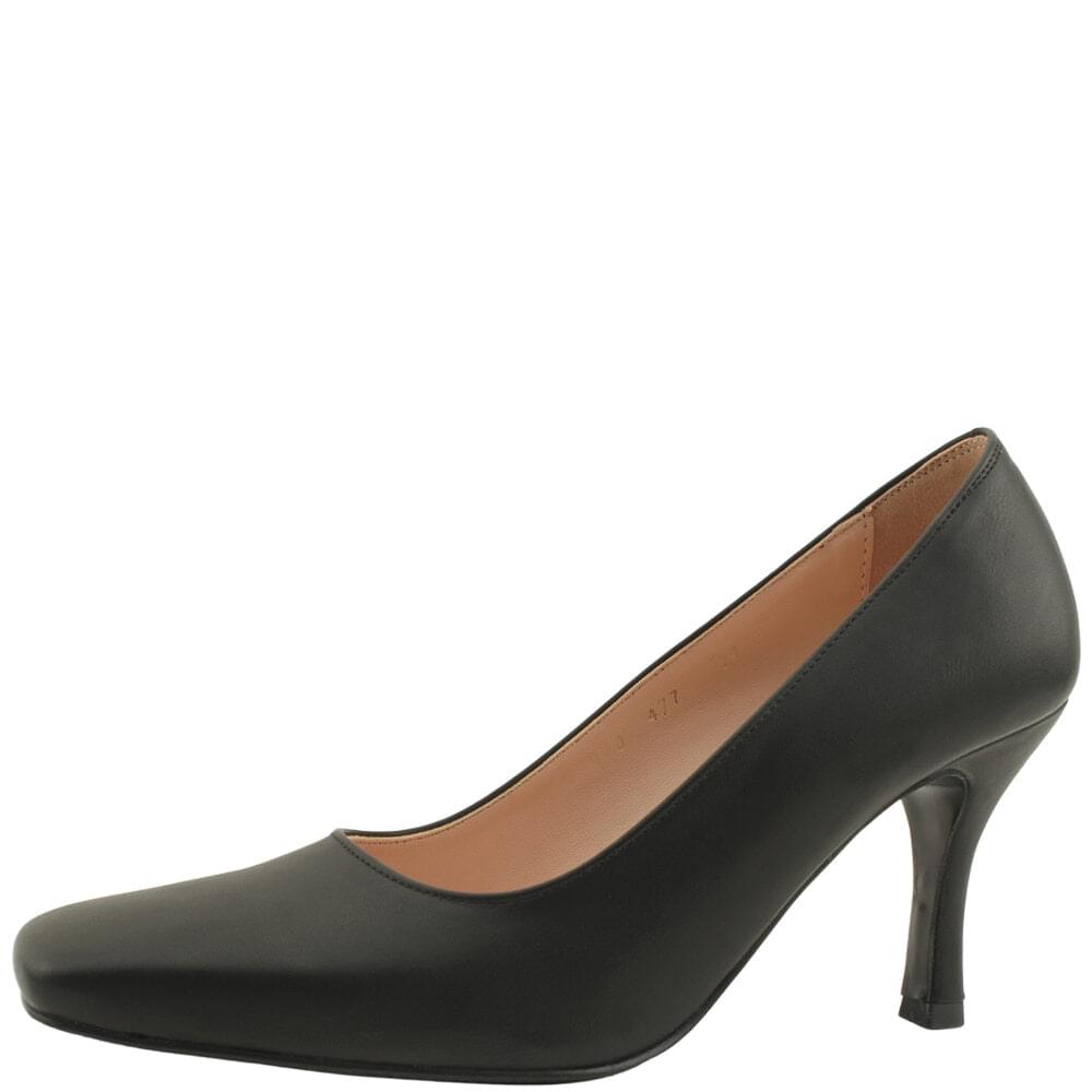 Domestically produced slim square toe high heel 8cm black