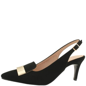 Domestically produced metal stiletto heel slingback high heel 7cm black