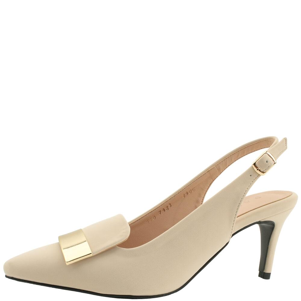 Domestically produced metal stiletto heel slingback high heel 7cm beige