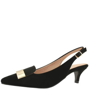 Domestically produced metal stiletto heel slingback mid heel 5cm black