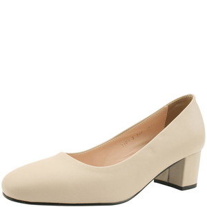 Domestically produced square toe mid-heel pumps 5cm beige