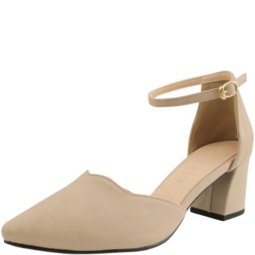 Domestically produced ankle strap wave stiletto heel high heel pink