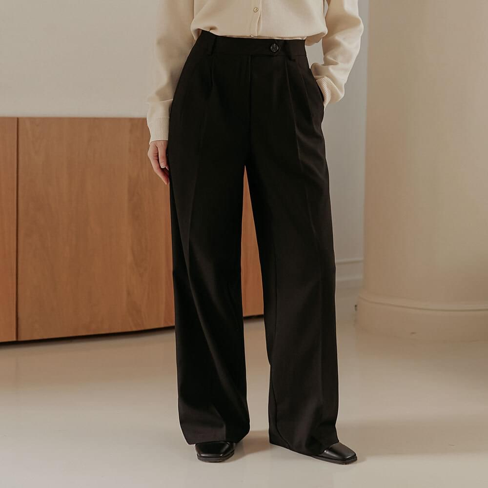 Devo side button pin tuck wide slacks spring/daily