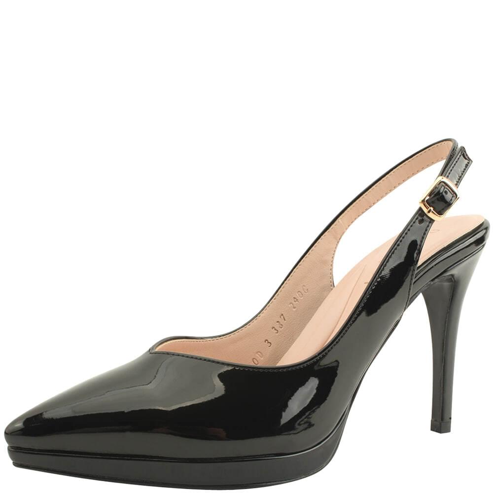 Domestically produced enamel slingback stiletto heel high heel 10cm black