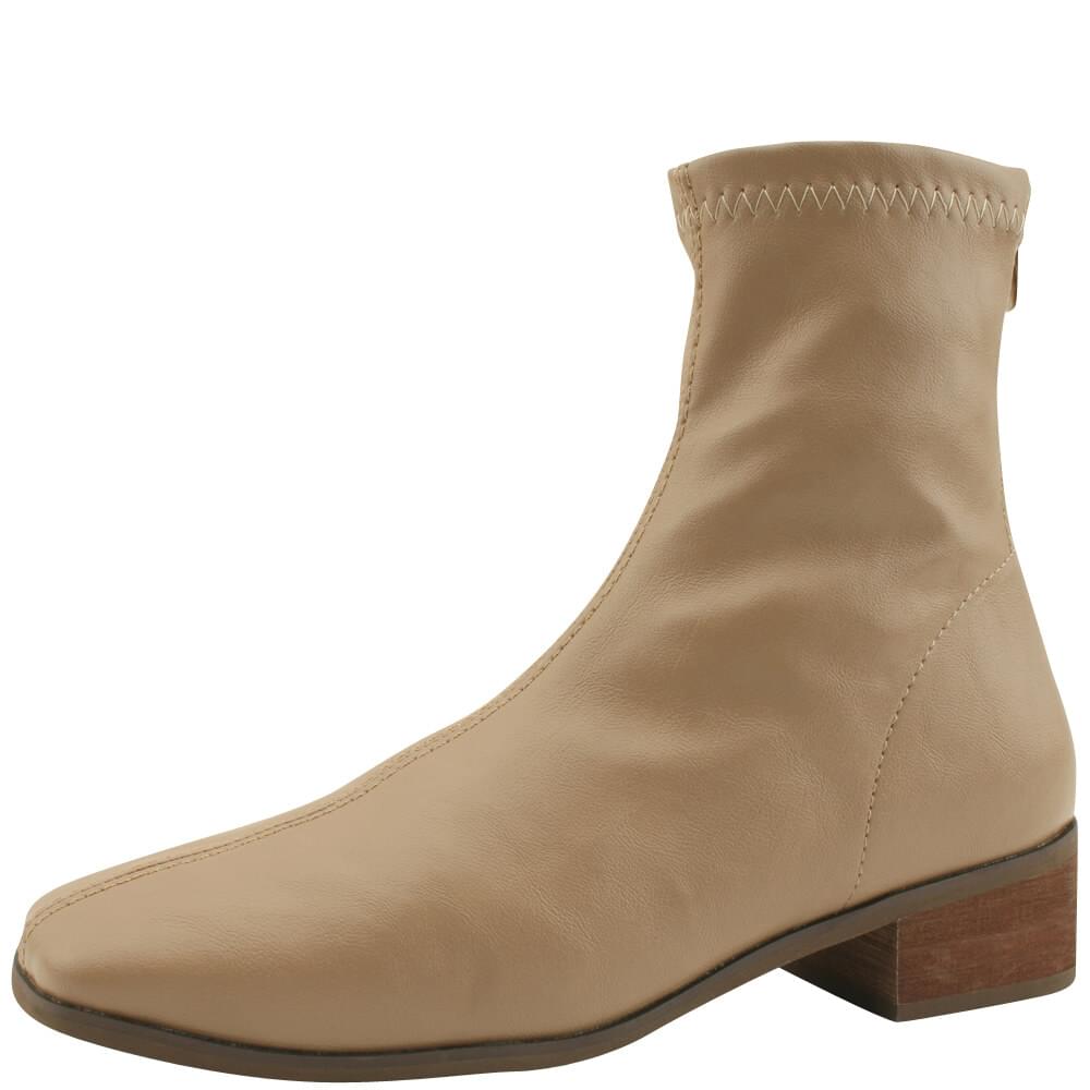 4cm low heel Spandex ankle boots with thick soles, beige