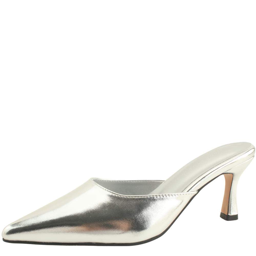 Stiletto heel mule high heel loafer 7cm silver
