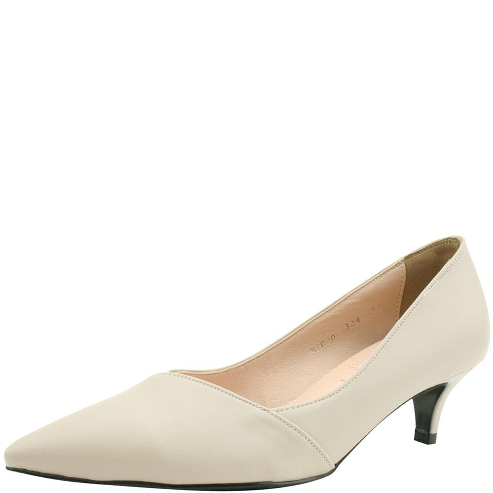 Domestically produced stiletto heel mid-heel pumps 5cm beige
