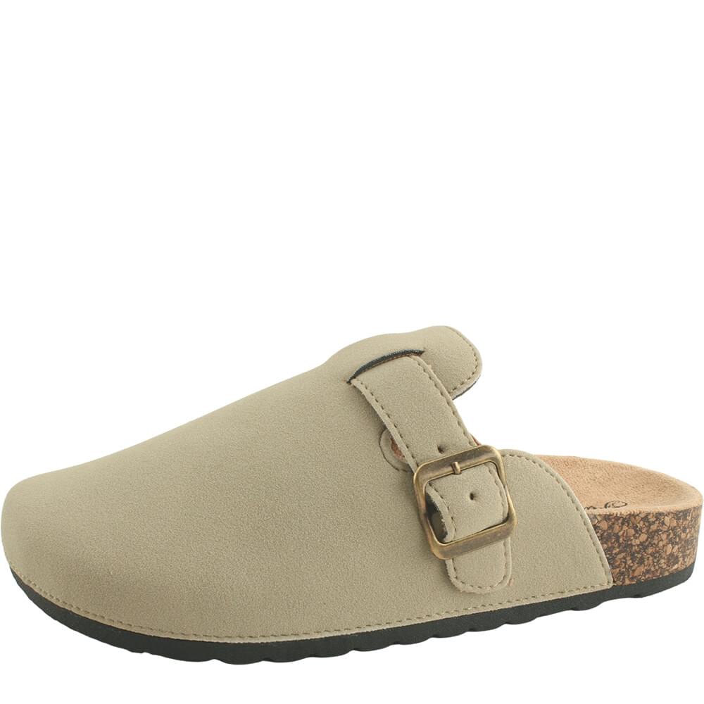 Buckle Suede Women's Bloafer Mule Slippers Beige