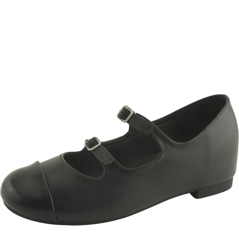 Height Increasing Wedge Buckle Mary Jane Low Heel Loafers Black