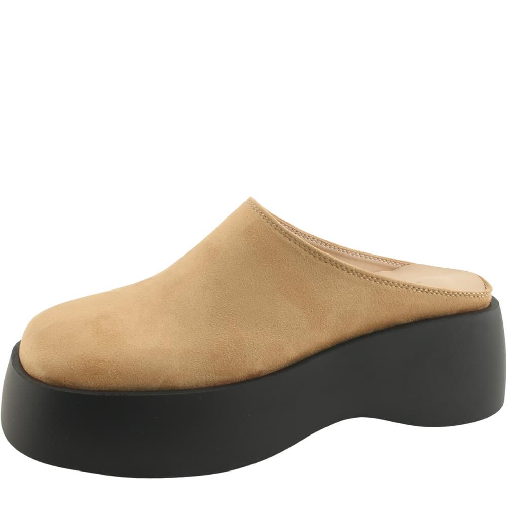 Suede wedge heel high heel blooper mule 6cm beige