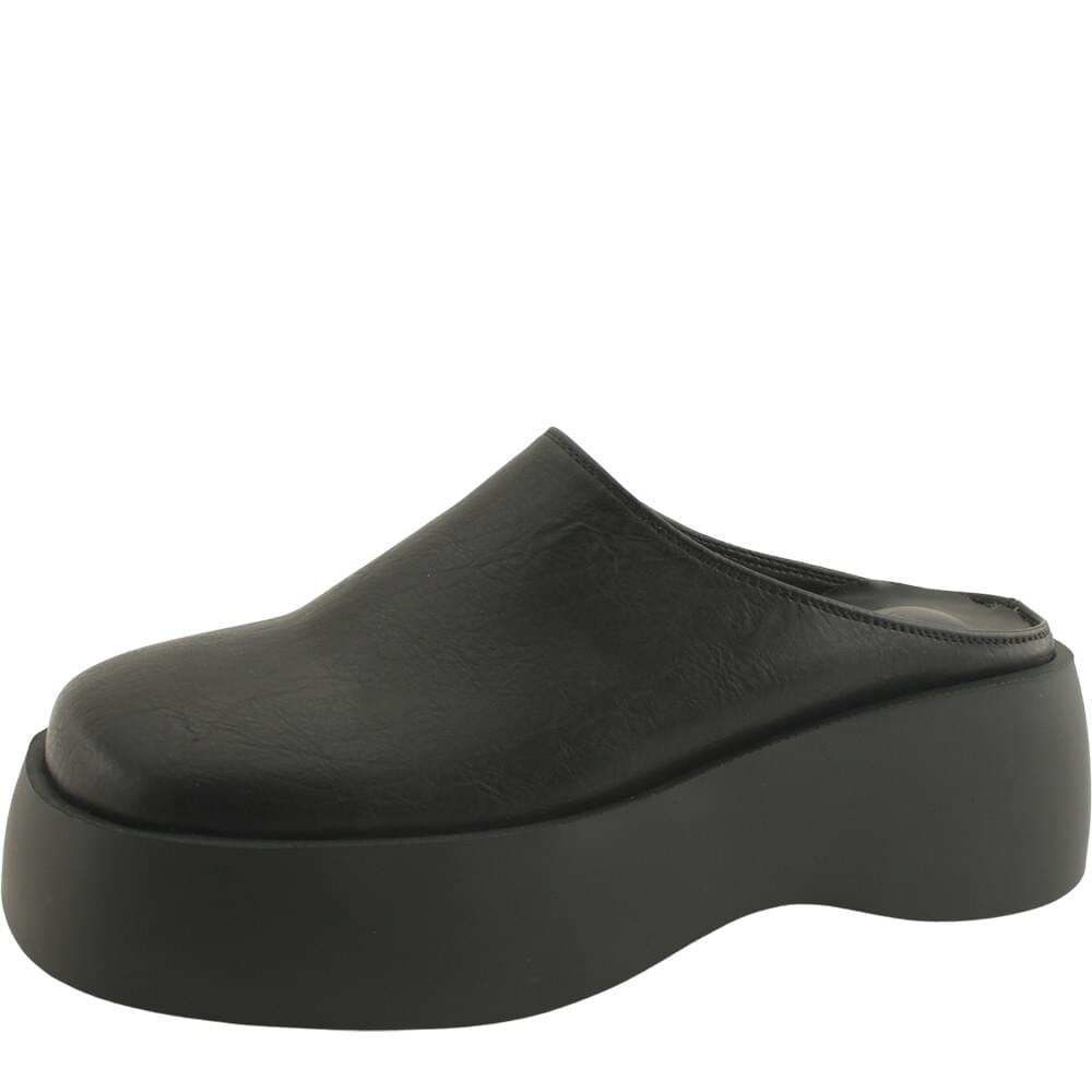 Suede wedge heel high heel loafer mule 6cm black