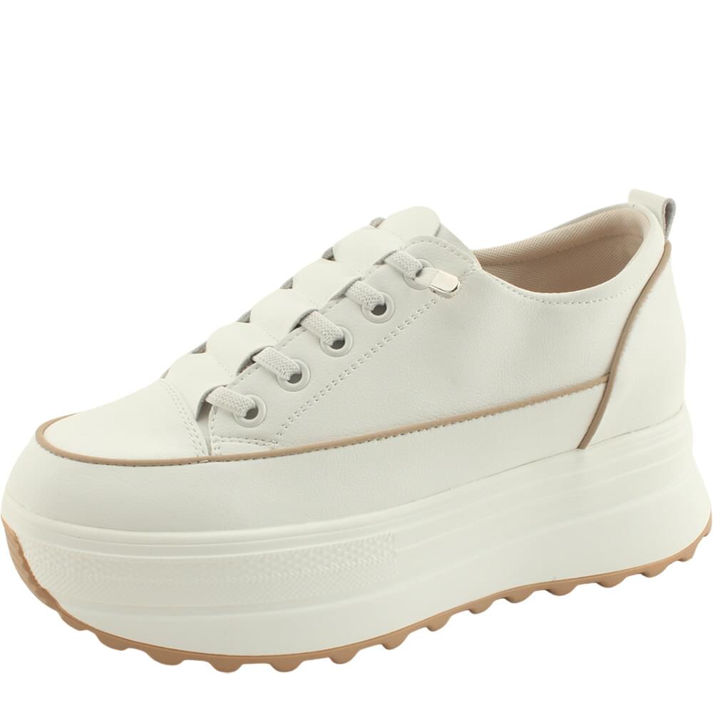 Calfskin high heel sneakers 6cm white