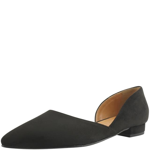 Domestically produced suede stiletto heel low heel flat pumps black