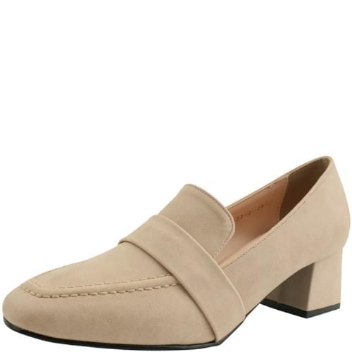 Domestically produced loafer heel high heel mid heel shoes 5cm beige