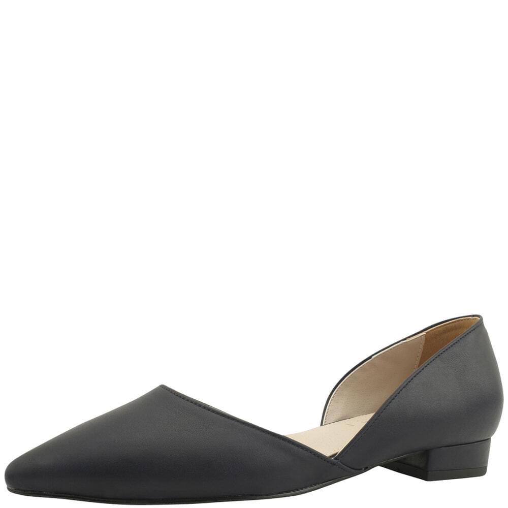 Domestically produced stiletto heel low heel flat pumps navy