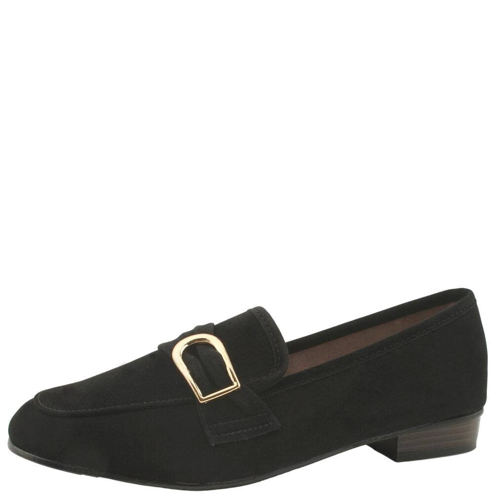 Domestically made shirring buckle strap tax women's loafers