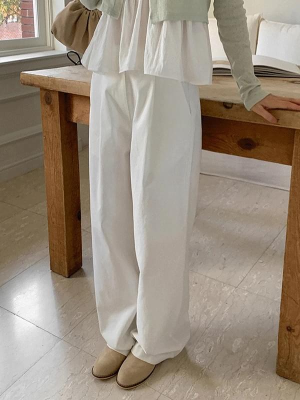 FLORD Summer Cotton Pintuck Wide Chino Pants (2 Colors)