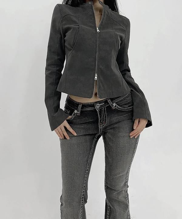 Ray Daily Unique Cuffs Straight Suede Leather Jacket